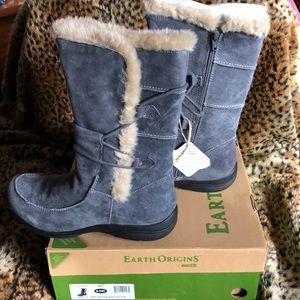 Earths Origins Grey Suede with fur Snow Boots
